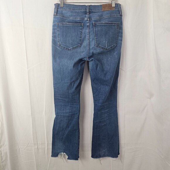 Madewell Jeans Women 27 29x26 Cali Demi Boot Button Fly Raw Hem Distressed Denim - Picture 2 of 13